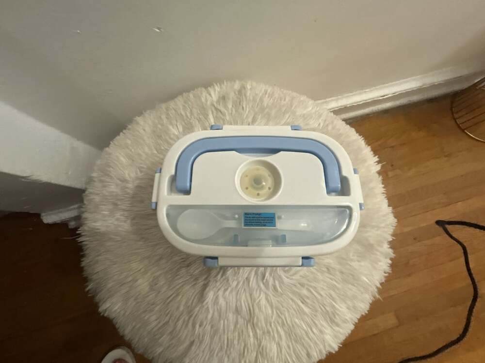 Portable Electric Lunch Box Food Warmer 1.0L Blue White Used-Like-New